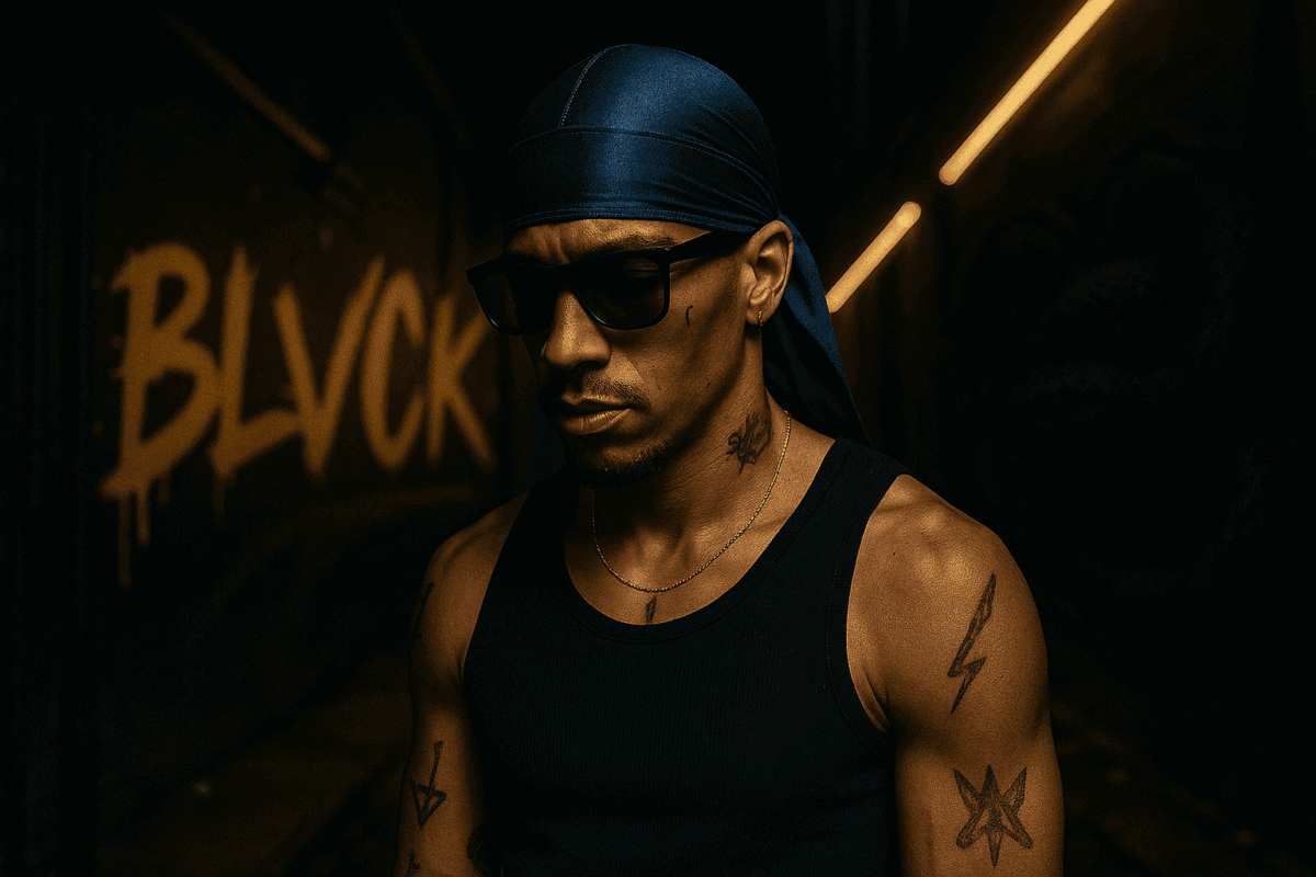 Navy Silk Durag - Image 1